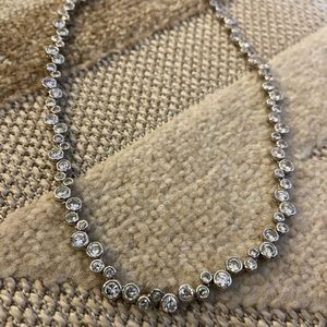 Silver Crystal Cluster Necklace
